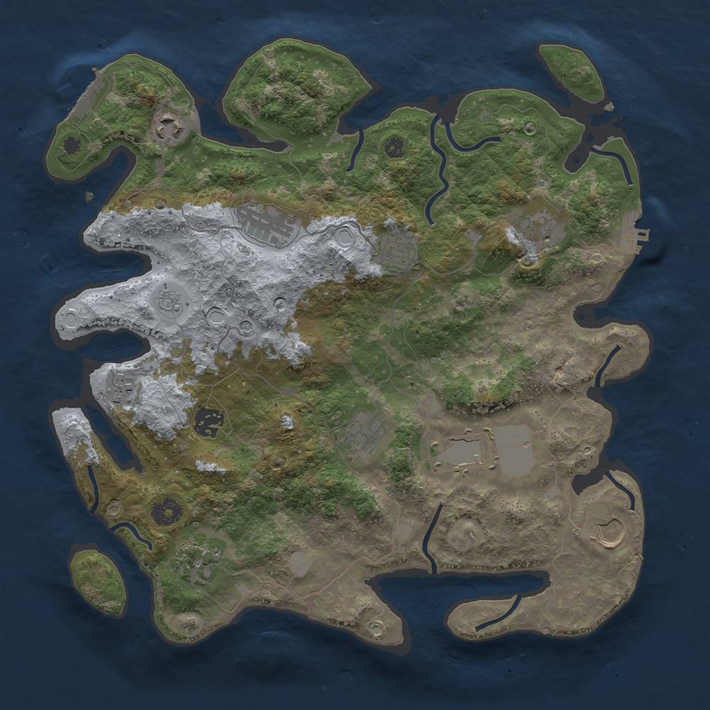 Rust Map: Procedural Map, Size: 3601, Seed: 1591073514, 19 Monuments