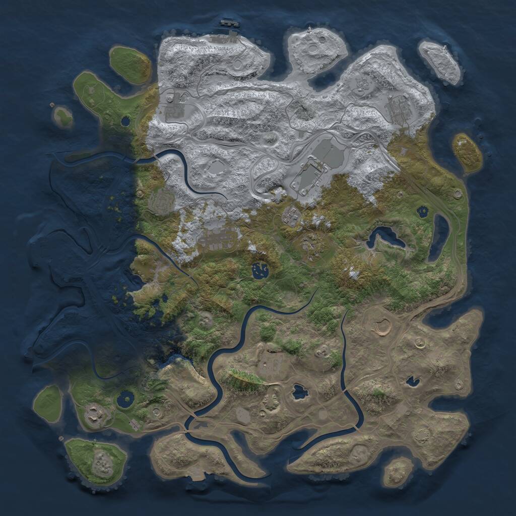 Rust Map: Procedural Map, Size: 4500, Seed: 439151228, 17 Monuments