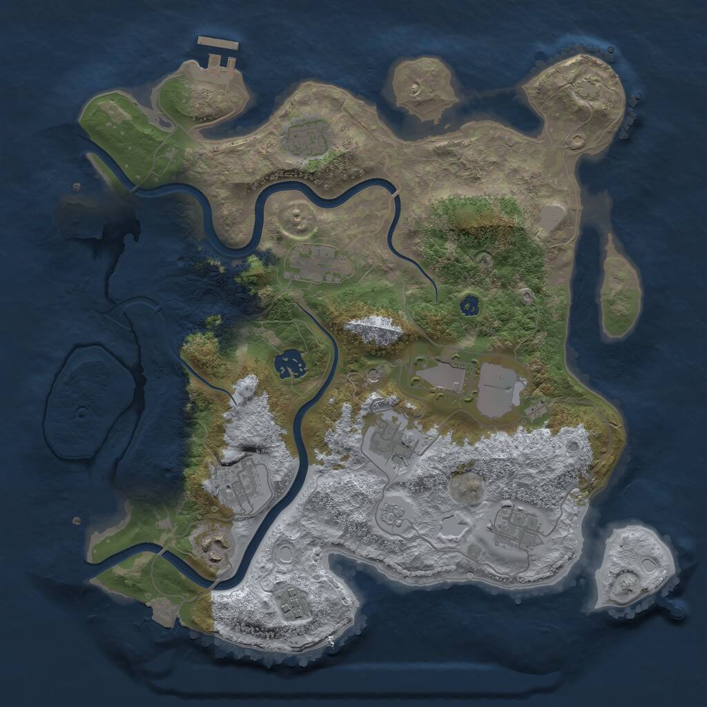 Rust Map: Procedural Map, Size: 3500, Seed: 25104, 14 Monuments