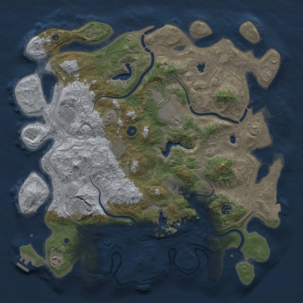 Rust Map: Procedural Map, Size: 4500, Seed: 1245547539, 14 Monuments