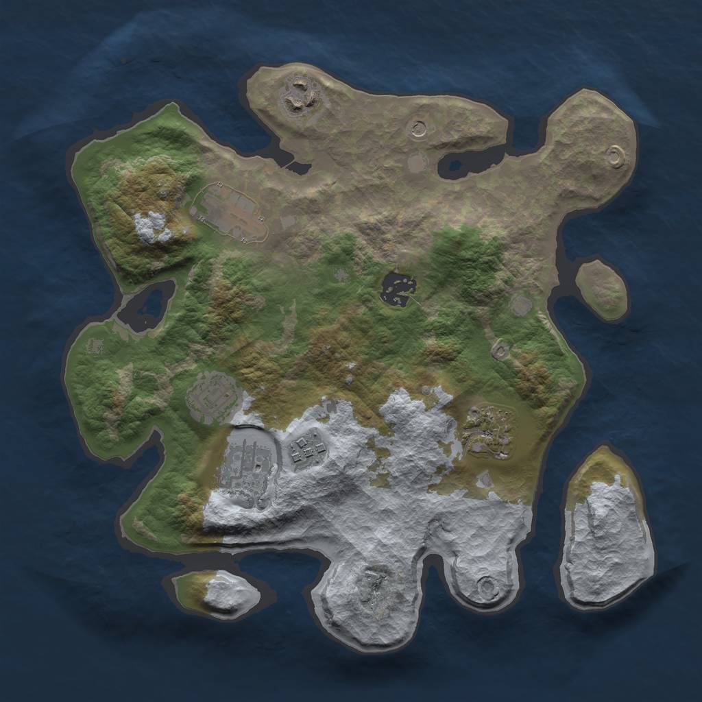 Rust Map: Barren, Size: 3000, Seed: 446556976, 10 Monuments