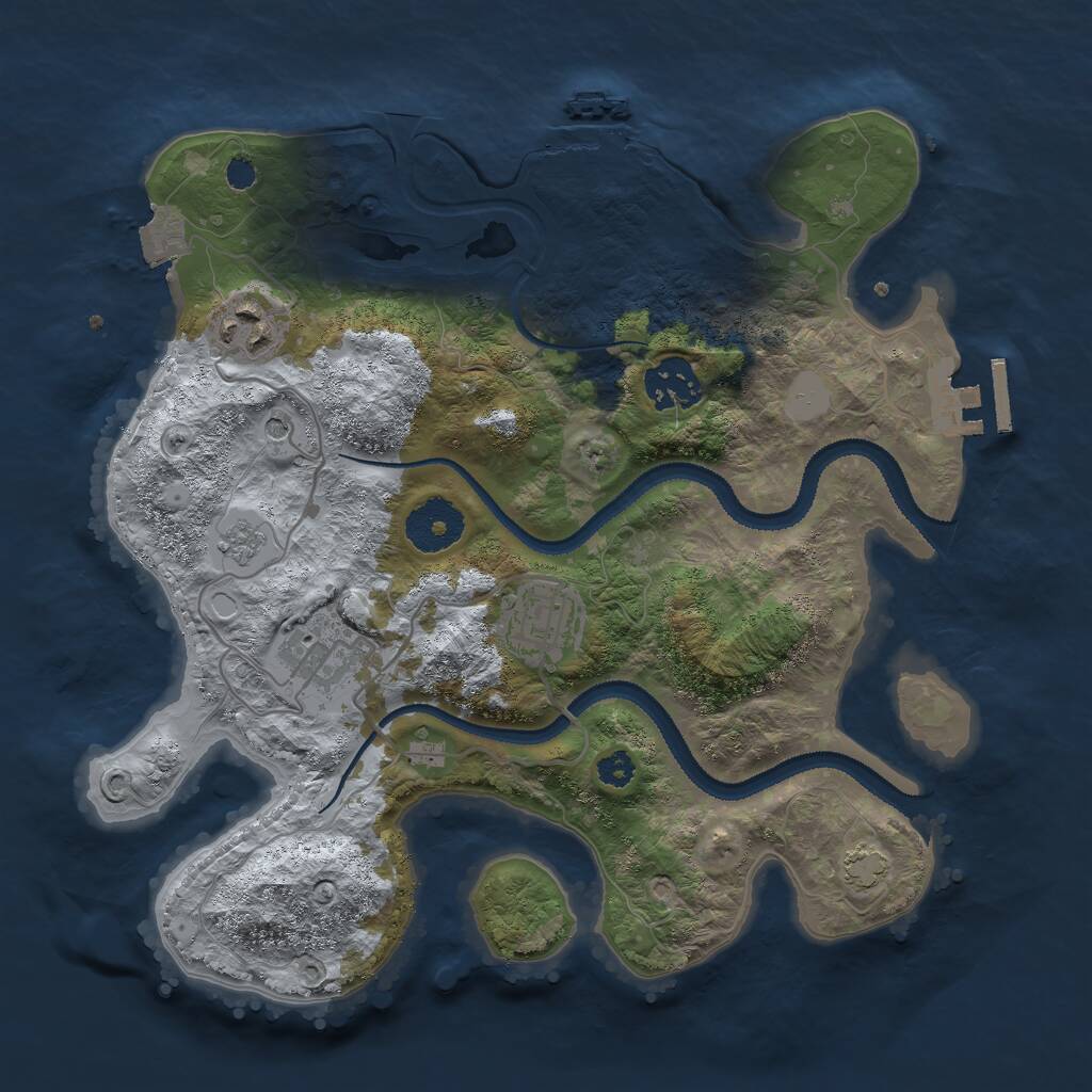 Rust Map: Procedural Map, Size: 3000, Seed: 306246943, 10 Monuments