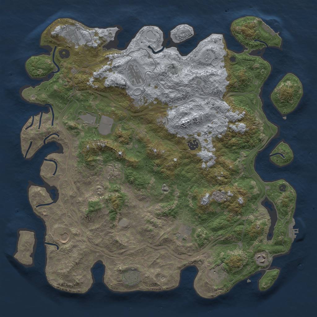 Rust Map: Procedural Map, Size: 4500, Seed: 2053082692, 20 Monuments