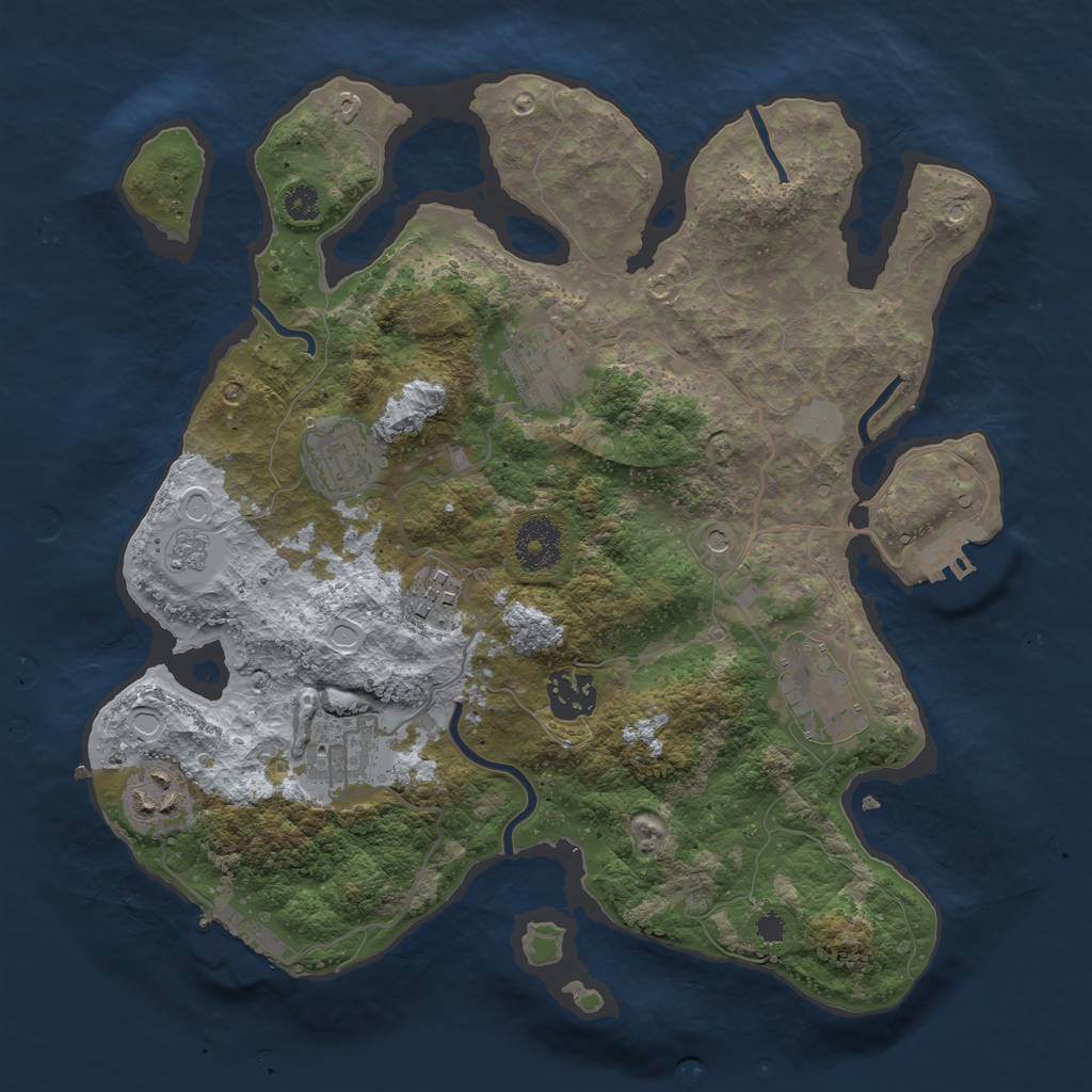Rust Map: Procedural Map, Size: 3200, Seed: 1984, 16 Monuments