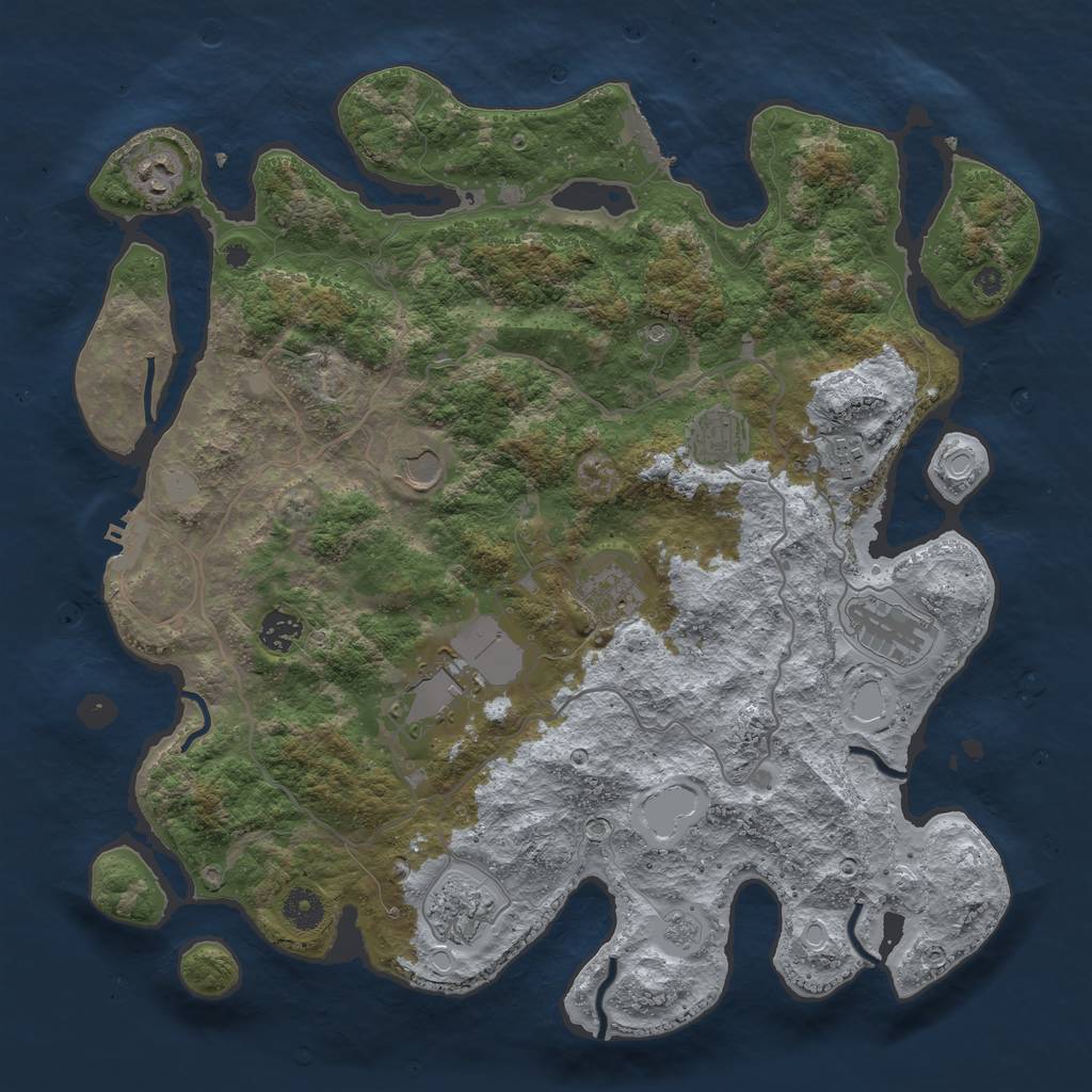 Rust Map: Procedural Map, Size: 4000, Seed: 86495, 18 Monuments