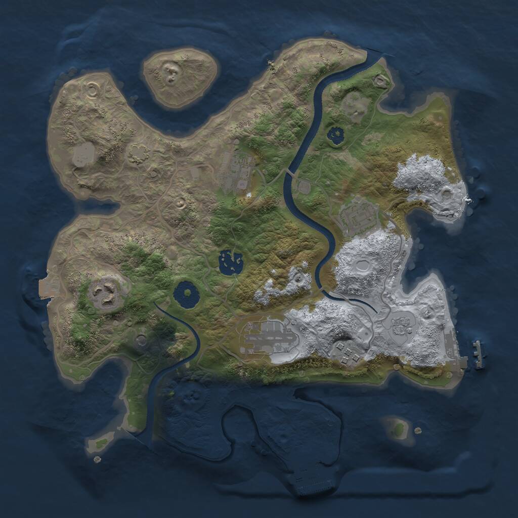 Rust Map: Procedural Map, Size: 3000, Seed: 2046200888, 12 Monuments