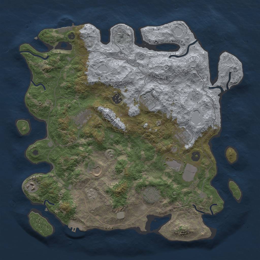 Rust Map: Procedural Map, Size: 4000, Seed: 115951, 18 Monuments