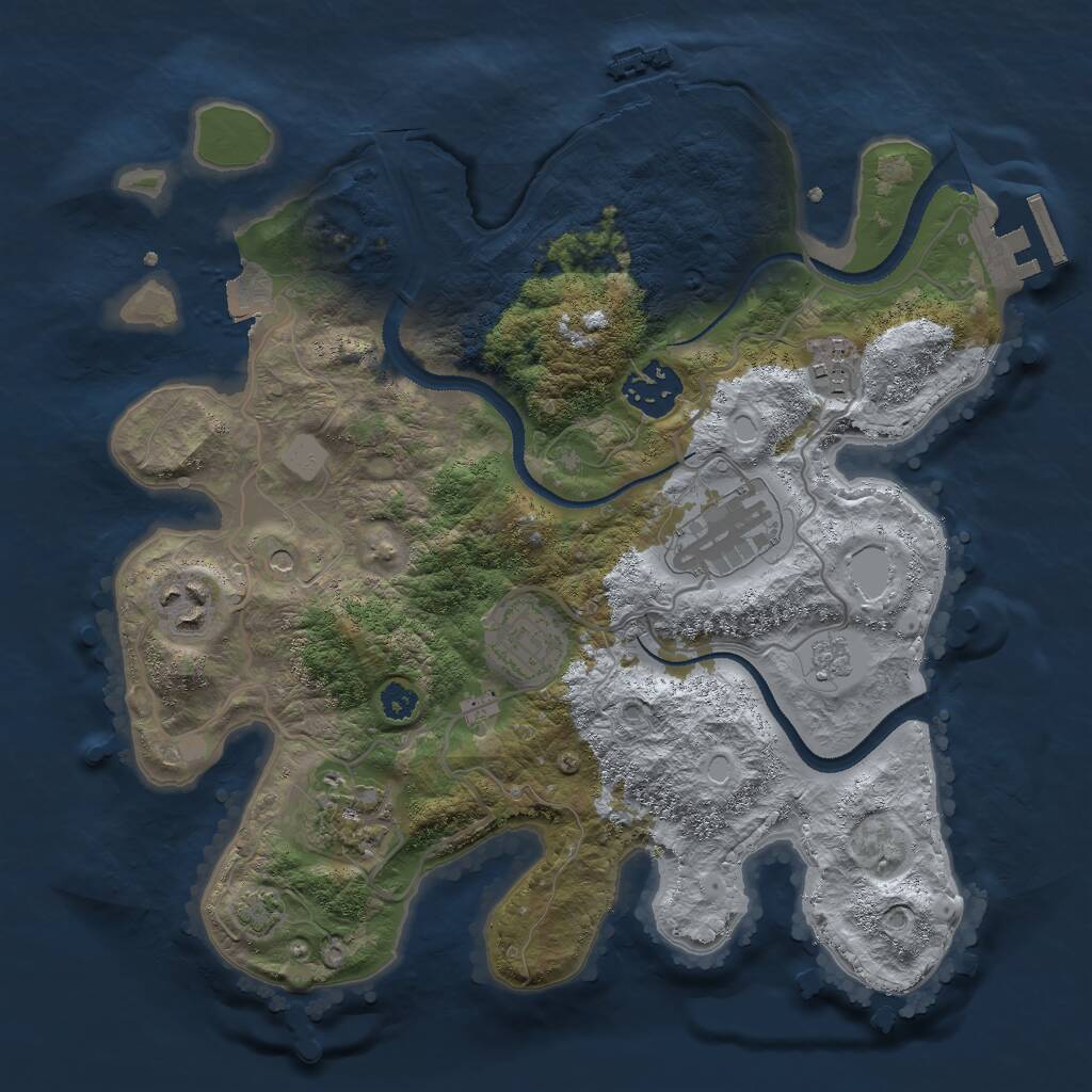 Rust Map: Procedural Map, Size: 3000, Seed: 1786834741, 12 Monuments