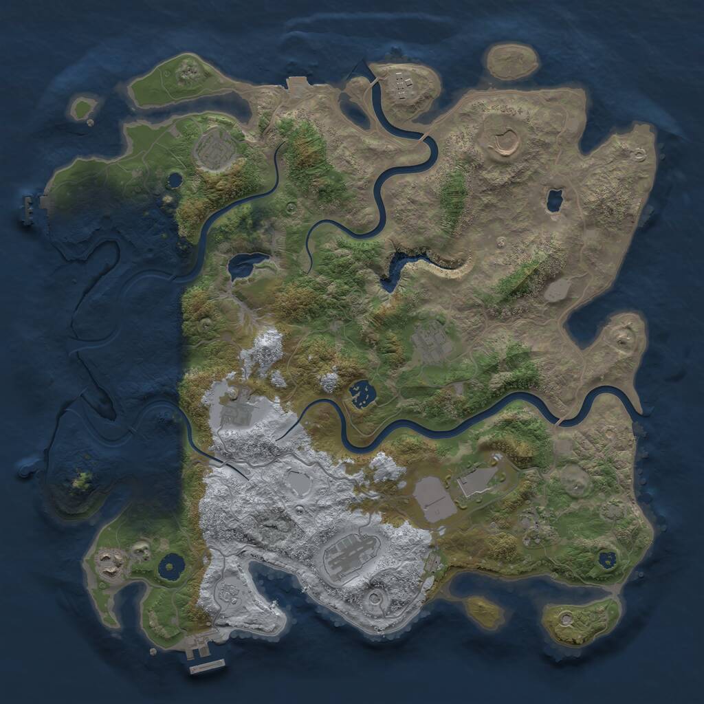Rust Map: Procedural Map, Size: 4000, Seed: 870269152, 16 Monuments