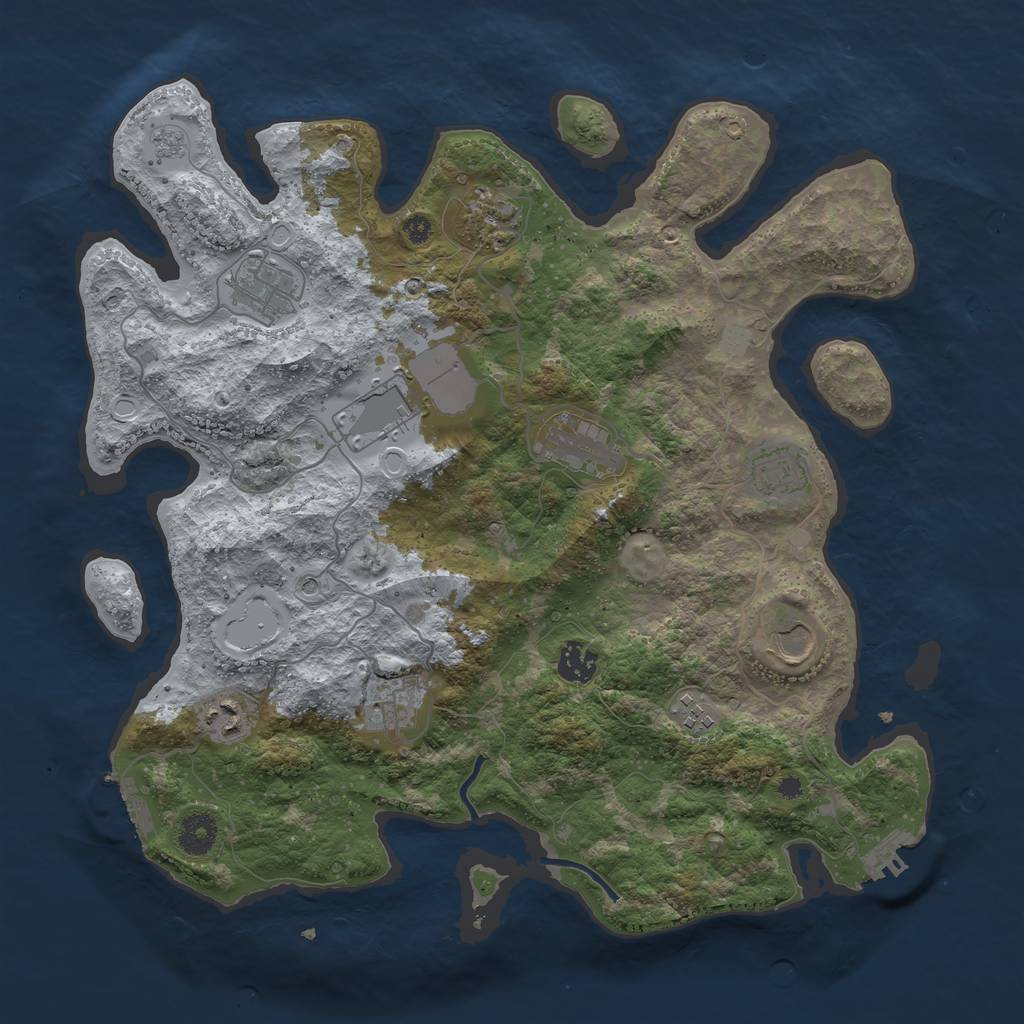 Rust Map: Procedural Map, Size: 3800, Seed: 3750, 19 Monuments