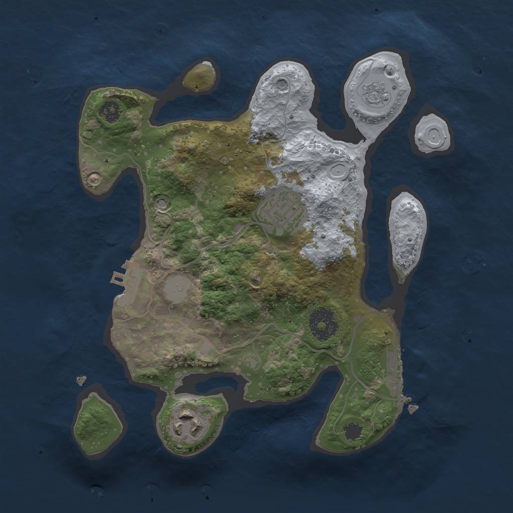 Rust Map: Procedural Map, Size: 2500, Seed: 65489810, 10 Monuments