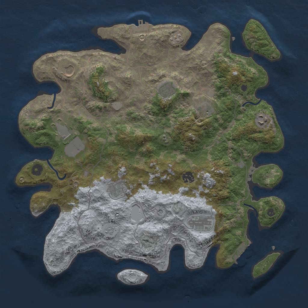 Rust Map: Procedural Map, Size: 4000, Seed: 138709505, 18 Monuments
