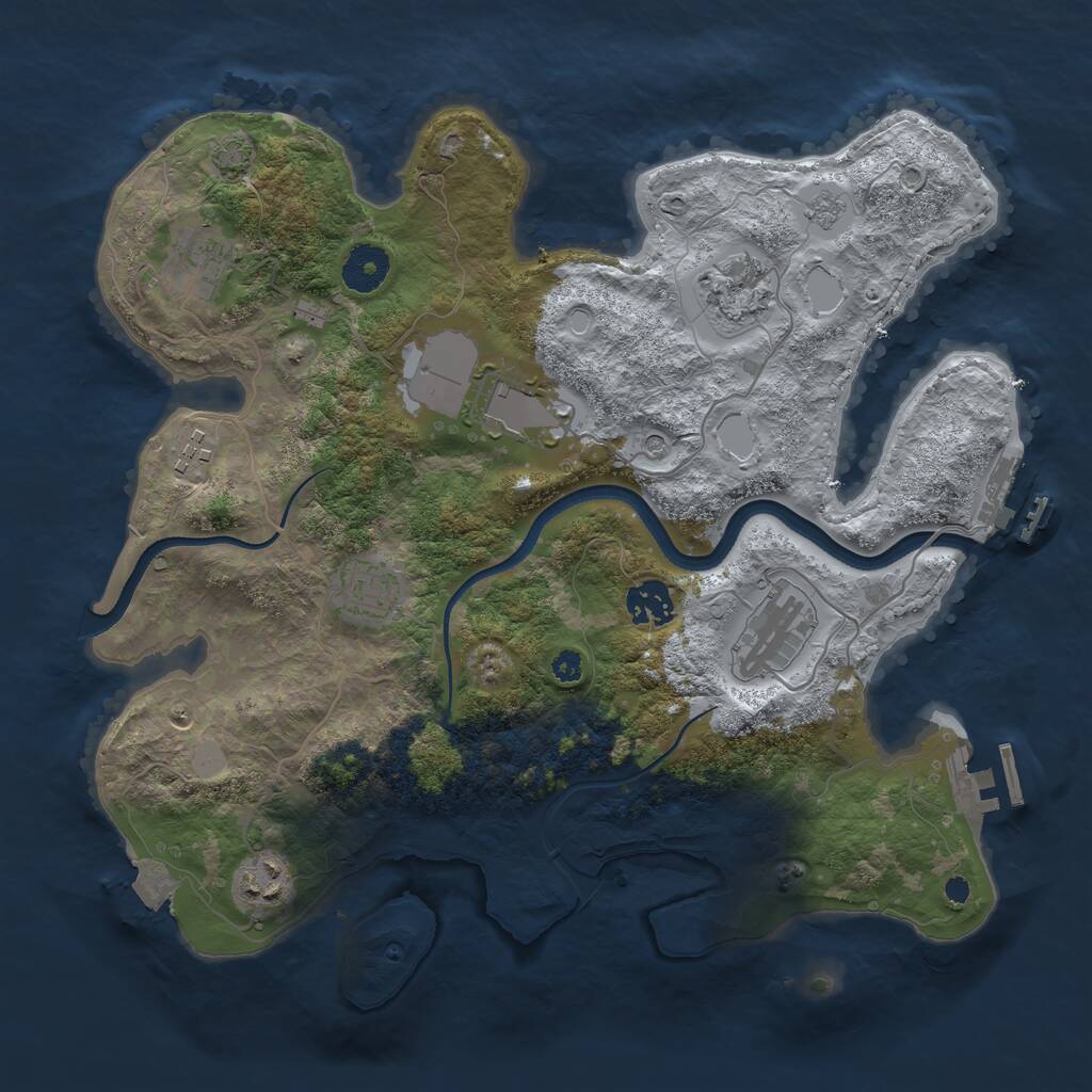 Rust Map: Procedural Map, Size: 3500, Seed: 440195355, 14 Monuments