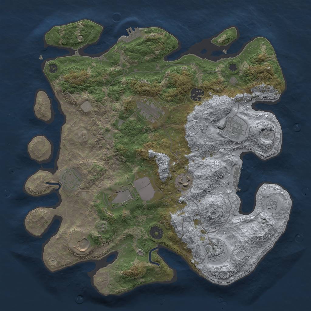 Rust Map: Procedural Map, Size: 3500, Seed: 103547758, 17 Monuments