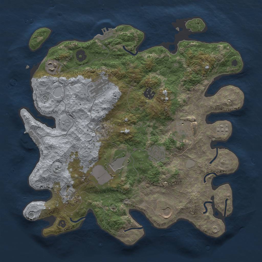 Rust Map: Procedural Map, Size: 3500, Seed: 2025166408, 18 Monuments