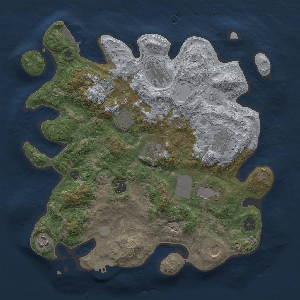 Rust Map: Procedural Map, Size: 3500, Seed: 50752731, 18 Monuments