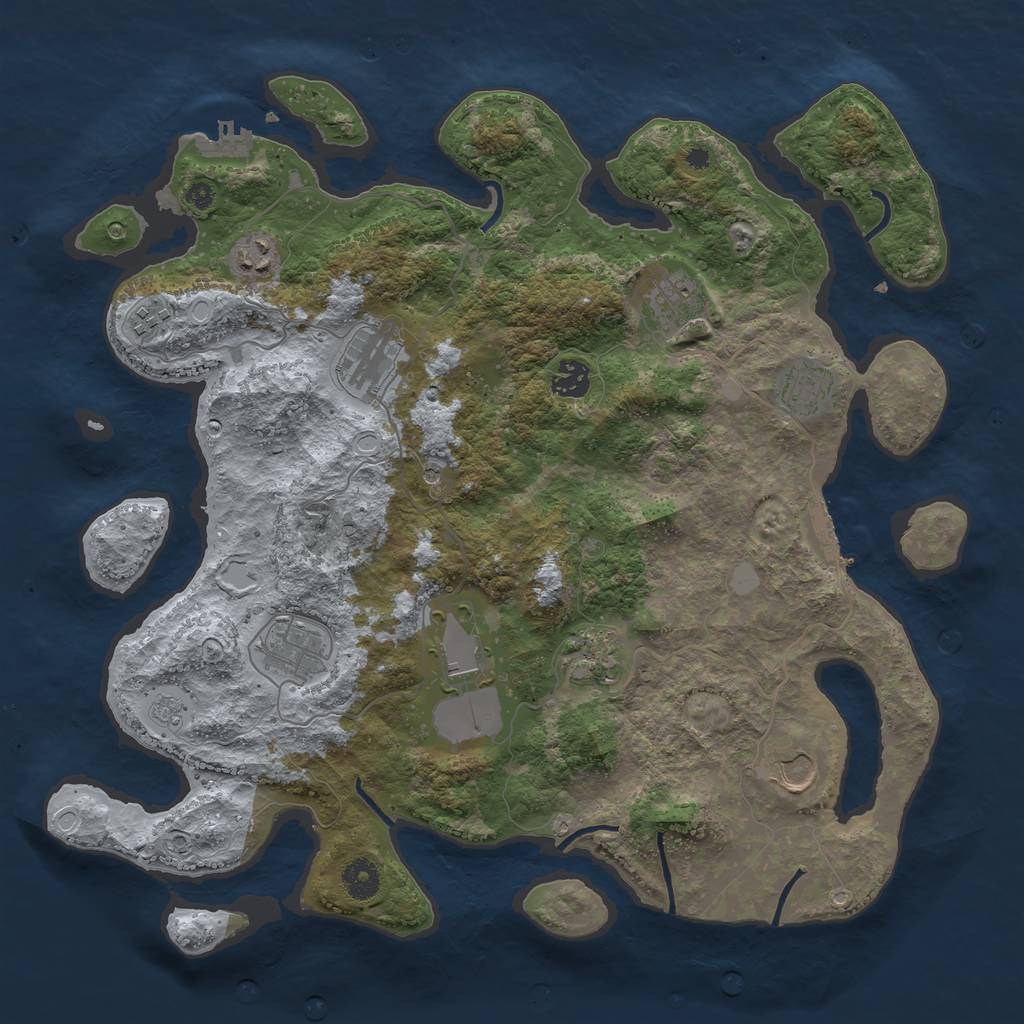 Rust Map: Procedural Map, Size: 3950, Seed: 1849237203, 19 Monuments