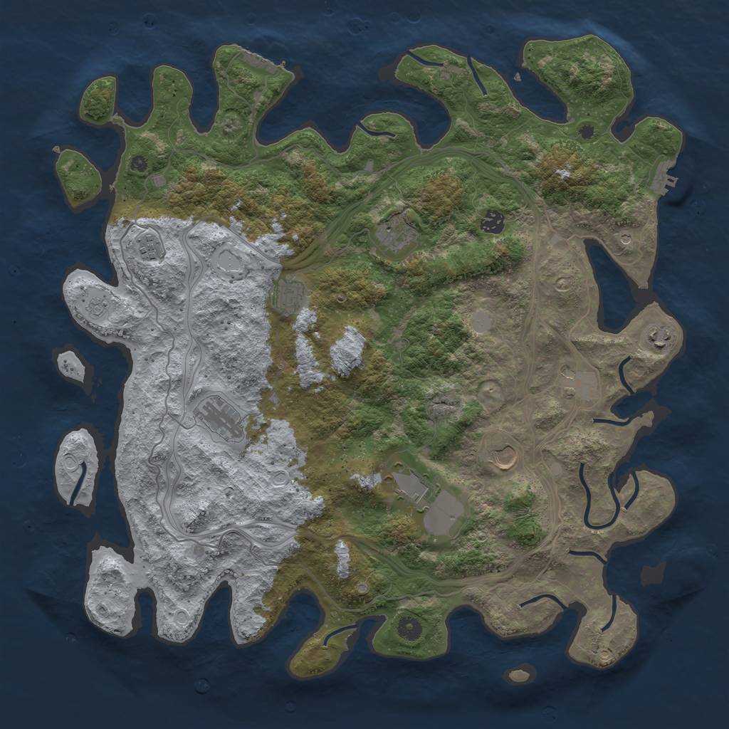 Rust Map: Procedural Map, Size: 4500, Seed: 995831563, 18 Monuments