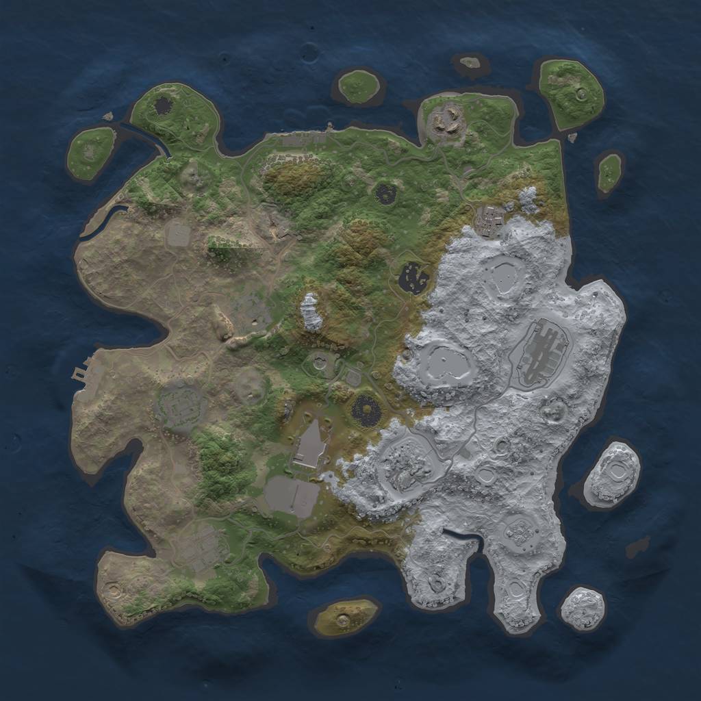 Rust Map: Procedural Map, Size: 3500, Seed: 113511031, 18 Monuments