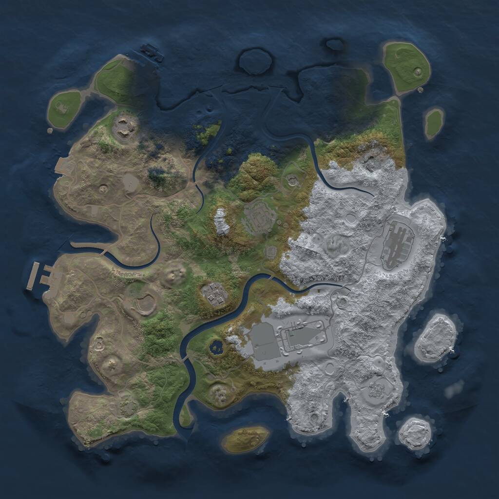 Rust Map: Procedural Map, Size: 3500, Seed: 113511031, 12 Monuments