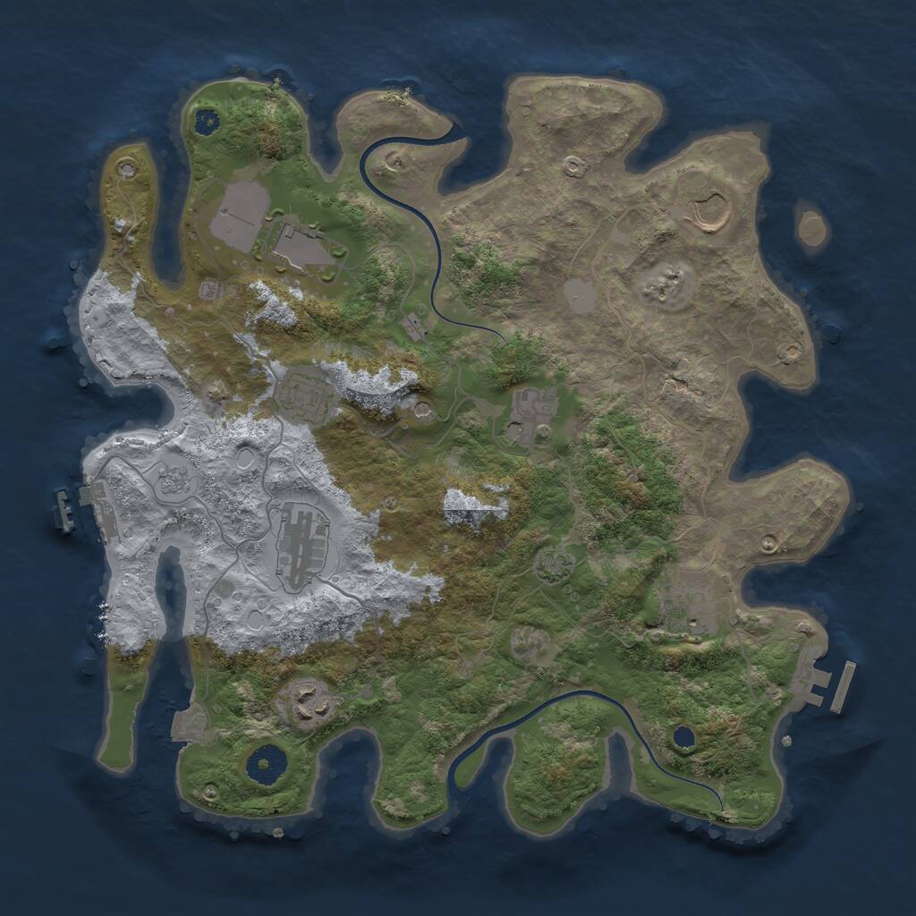 Rust Map: Procedural Map, Size: 3500, Seed: 1262042747, 13 Monuments