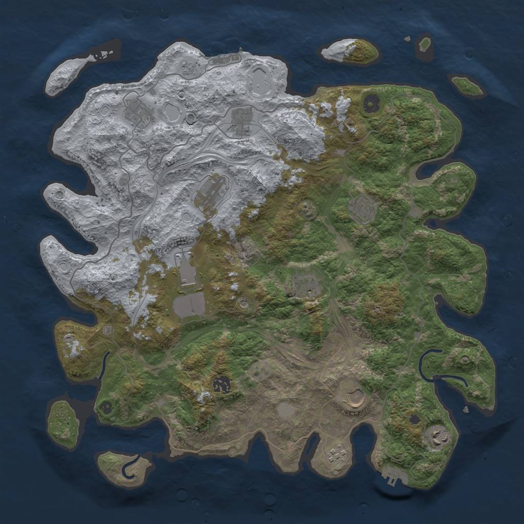 Rust Map: Procedural Map, Size: 4250, Seed: 1975980253, 19 Monuments