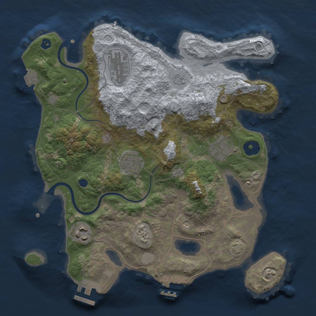 Rust Map: Procedural Map, Size: 3000, Seed: 1173758056, 10 Monuments