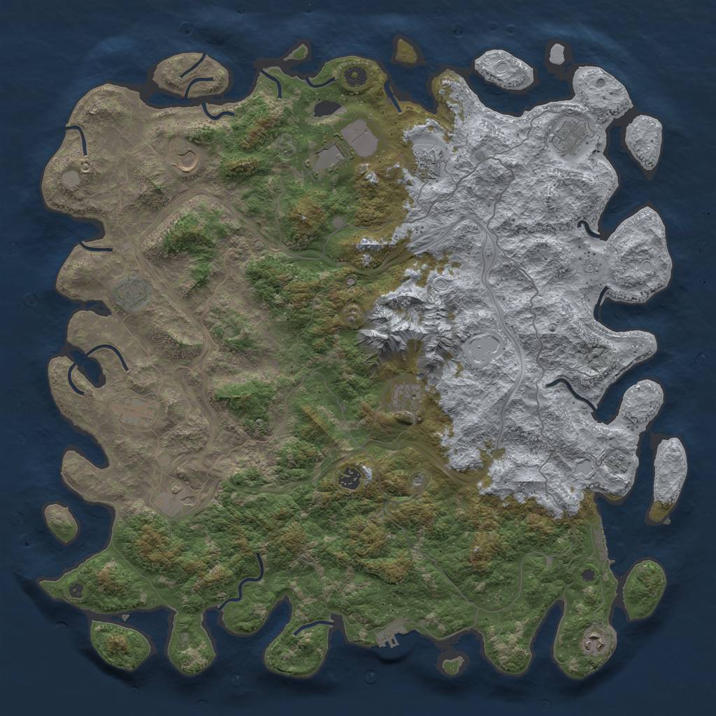 Rust Map: Procedural Map, Size: 5000, Seed: 2004982980, 20 Monuments