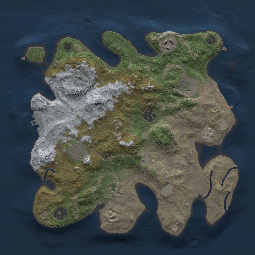 Rust Map: Procedural Map, Size: 3000, Seed: 139761877, 15 Monuments