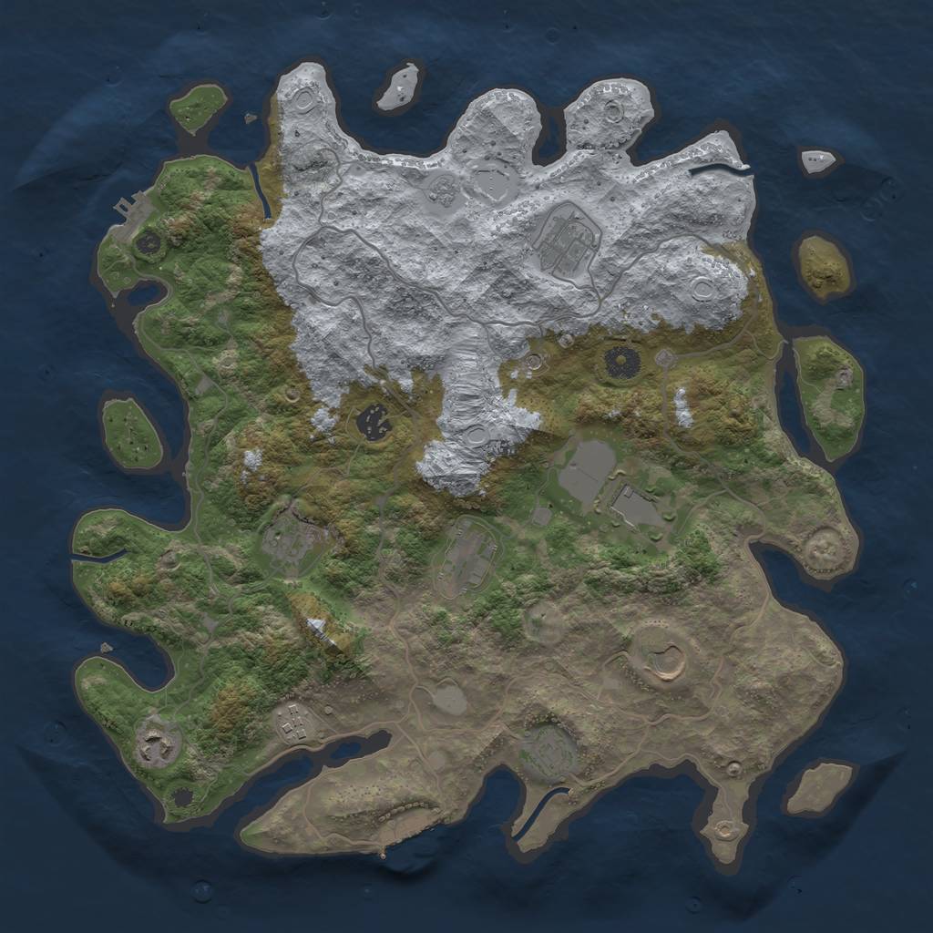 Rust Map: Procedural Map, Size: 4000, Seed: 2131485358, 18 Monuments