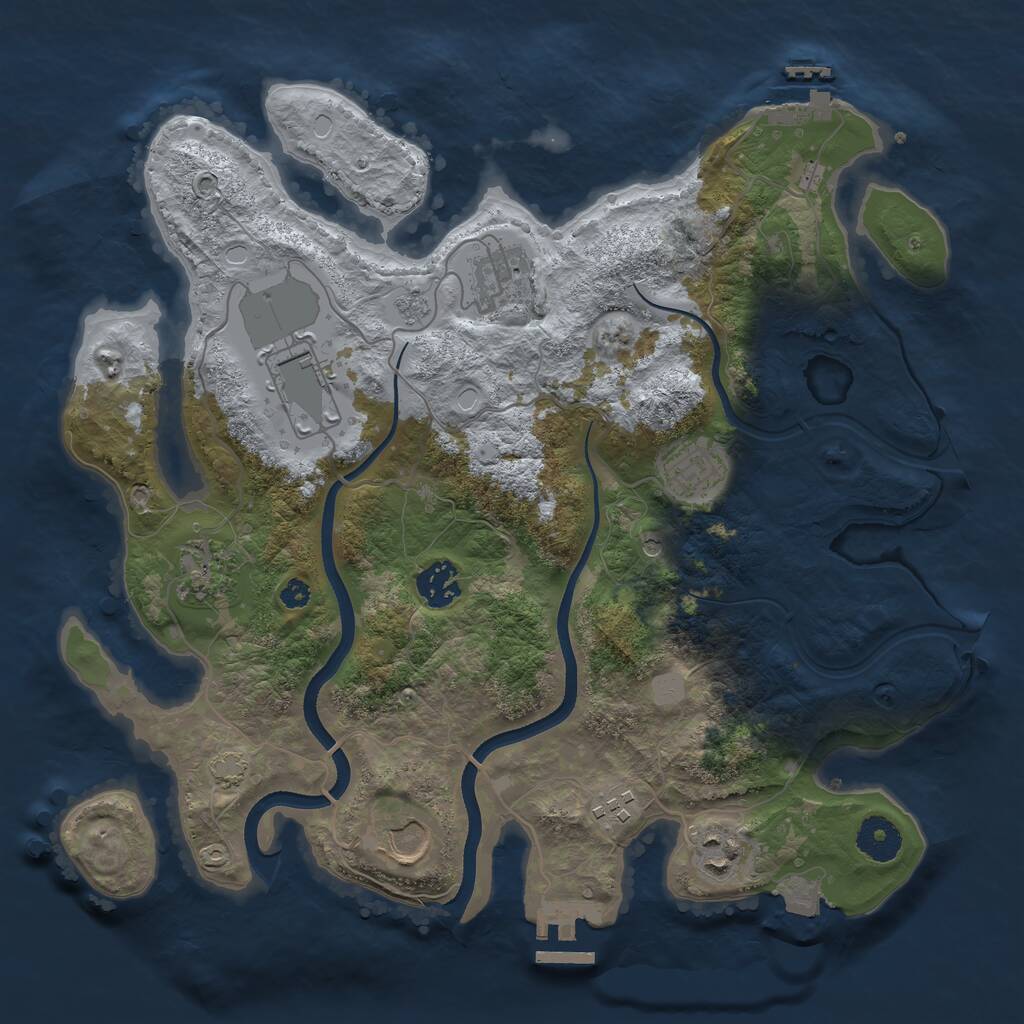 Rust Map: Procedural Map, Size: 3500, Seed: 1910000760, 14 Monuments