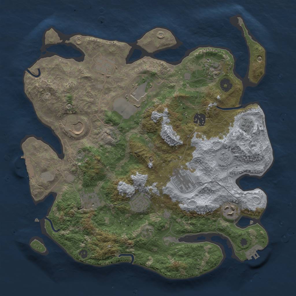 Rust Map: Procedural Map, Size: 3500, Seed: 1474072573, 19 Monuments