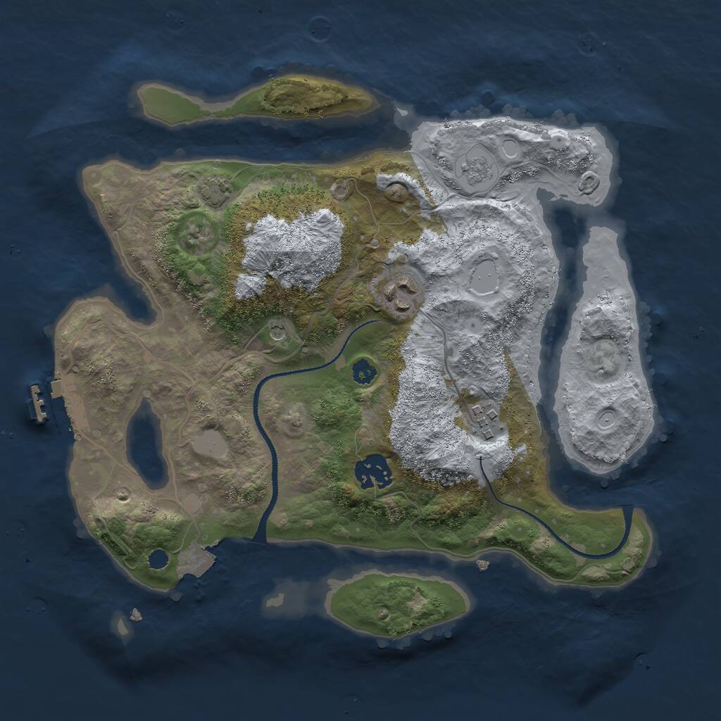 Rust Map: Procedural Map, Size: 3000, Seed: 1286192187, 8 Monuments