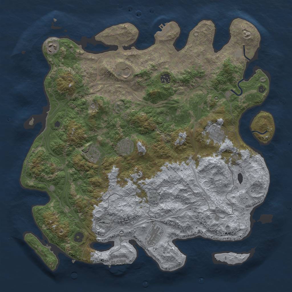 Rust Map: Procedural Map, Size: 4250, Seed: 1723614008, 17 Monuments