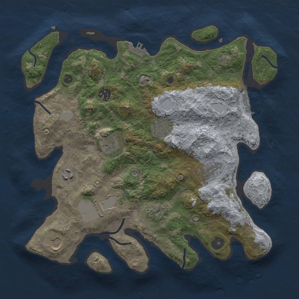 Rust Map: Procedural Map, Size: 3500, Seed: 636084763, 17 Monuments