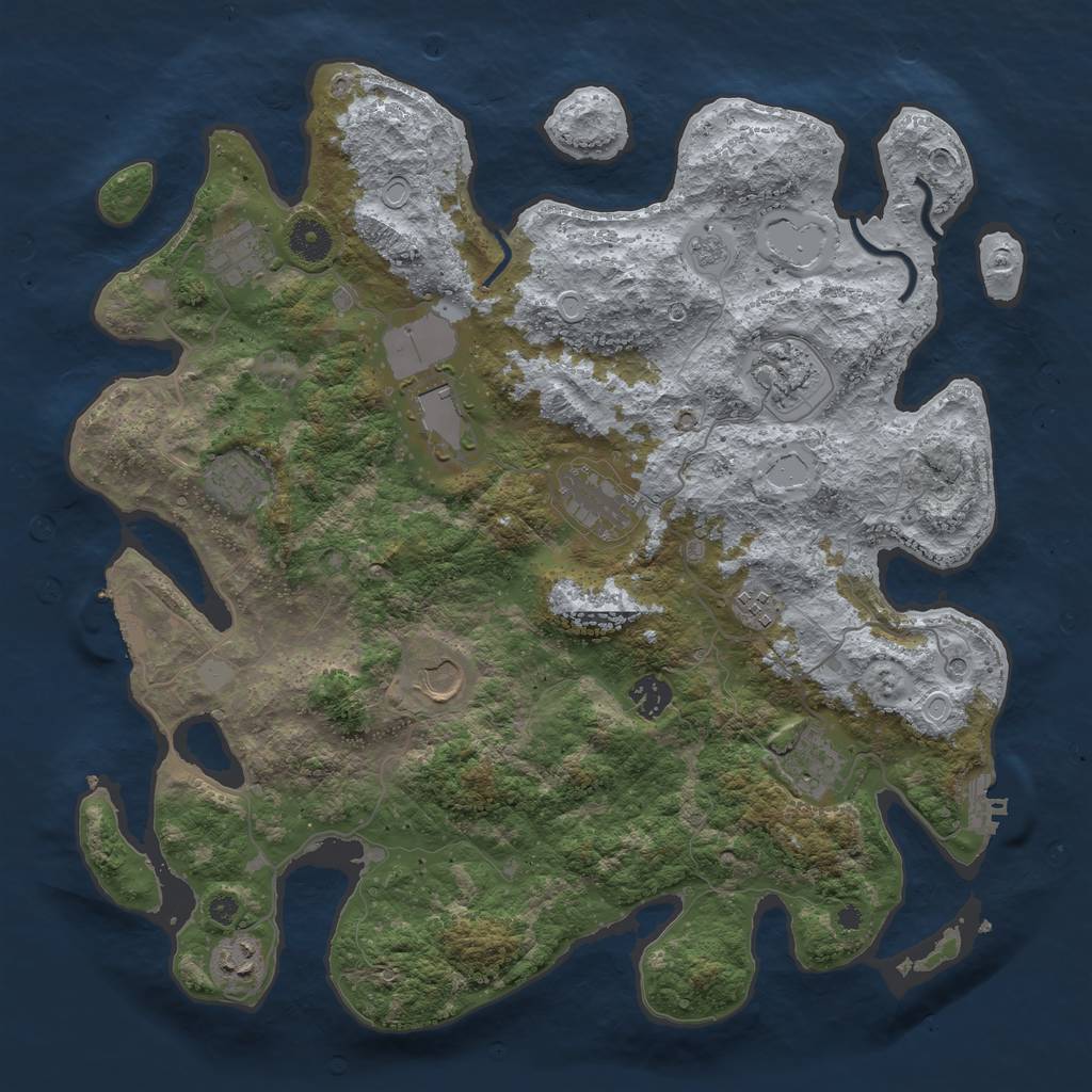Rust Map: Procedural Map, Size: 3950, Seed: 535866453, 19 Monuments