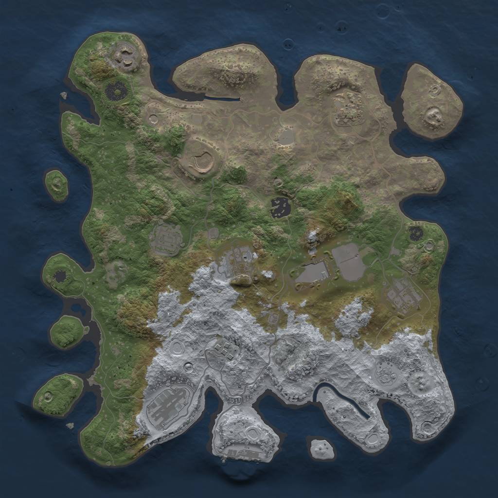 Rust Map: Procedural Map, Size: 3500, Seed: 1848961065, 18 Monuments