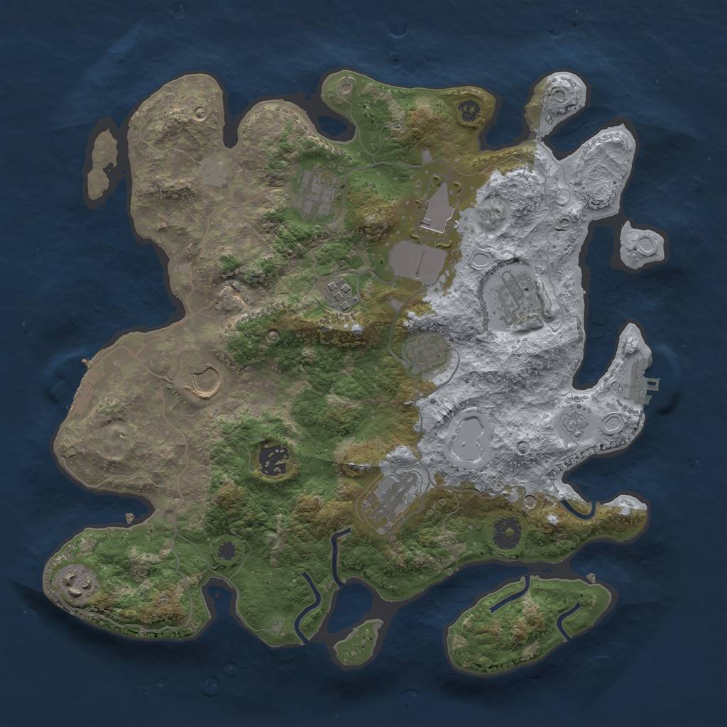 Rust Map: Procedural Map, Size: 3500, Seed: 399158032, 18 Monuments