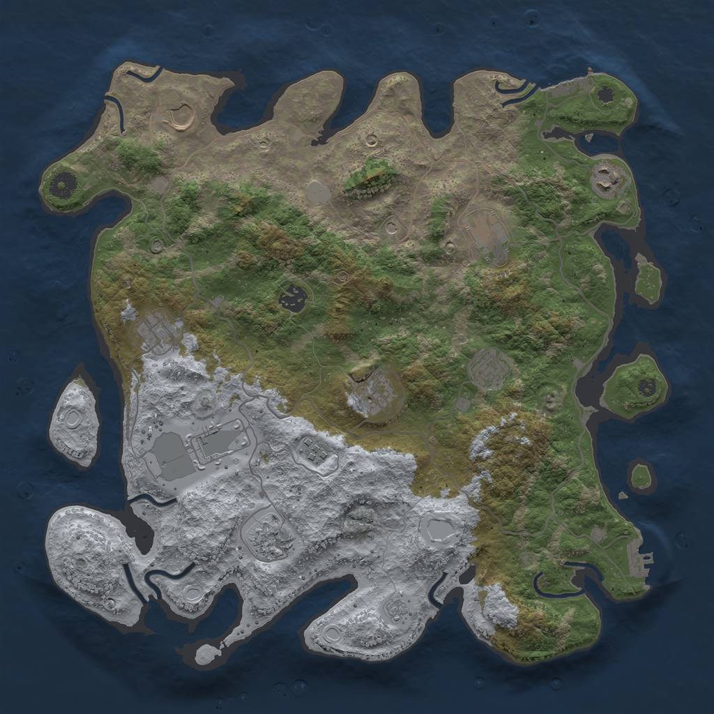 Rust Map: Procedural Map, Size: 4000, Seed: 2038497901, 19 Monuments