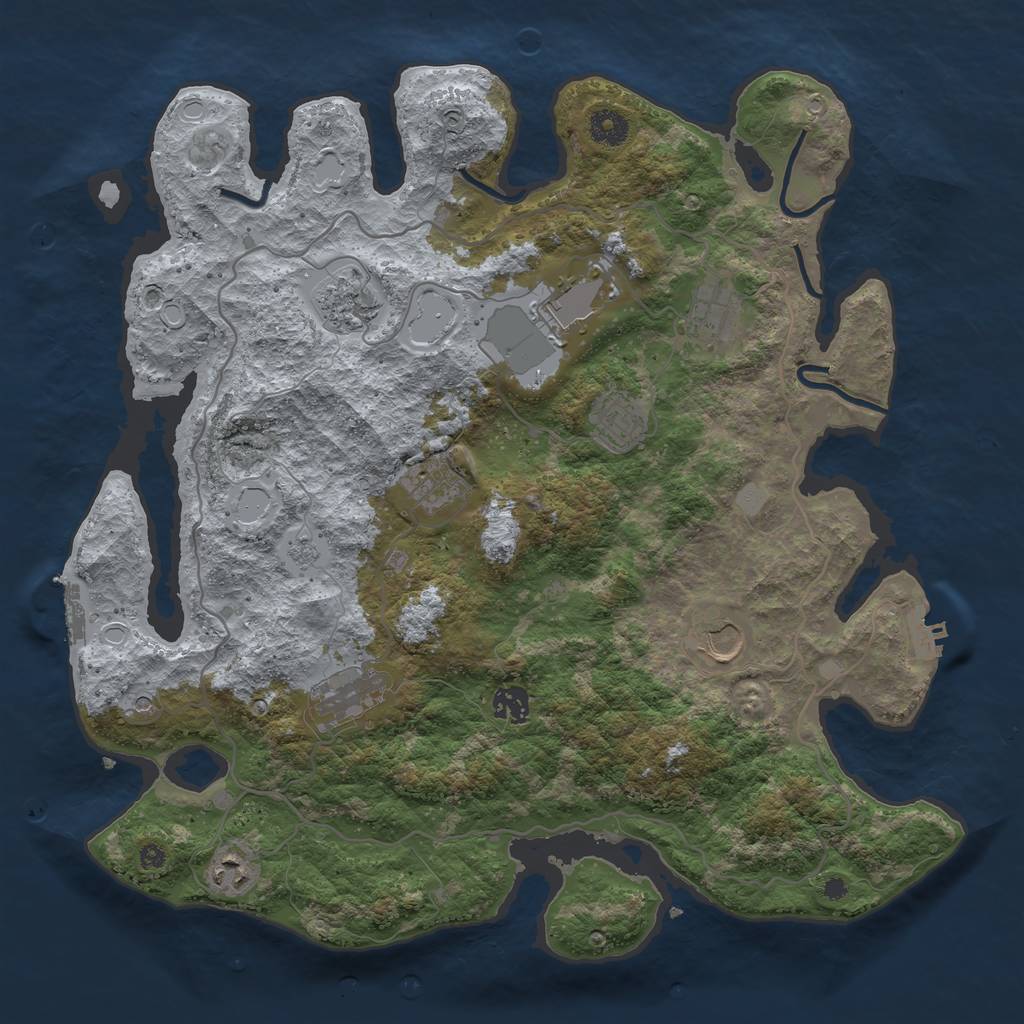 Rust Map: Procedural Map, Size: 4000, Seed: 2453655, 18 Monuments