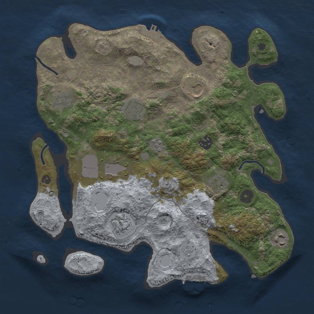 Rust Map: Procedural Map, Size: 3500, Seed: 15885122, 18 Monuments