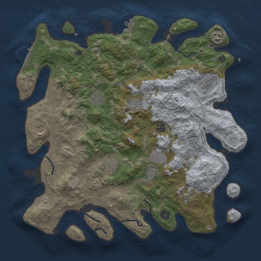 Rust Map: Procedural Map, Size: 4000, Seed: 636084763, 19 Monuments