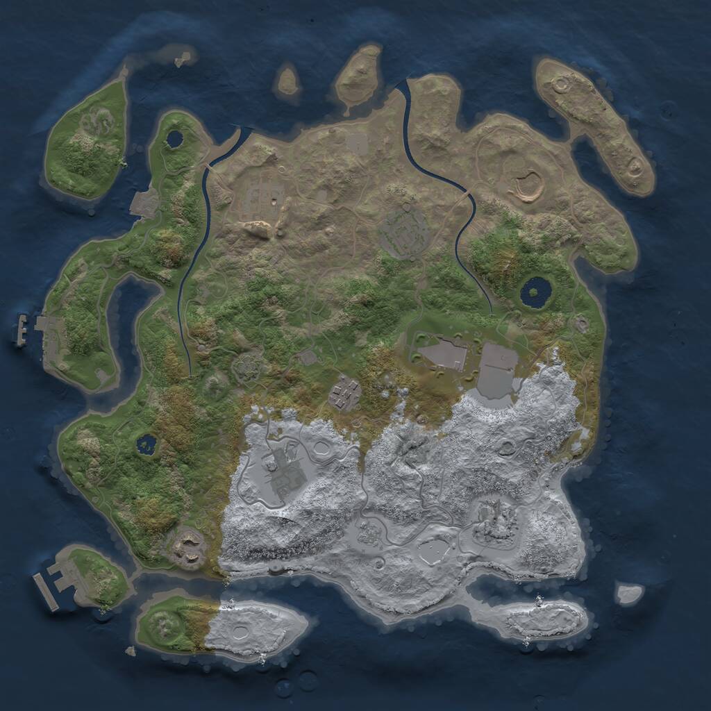 Rust Map: Procedural Map, Size: 3500, Seed: 1439922431, 13 Monuments