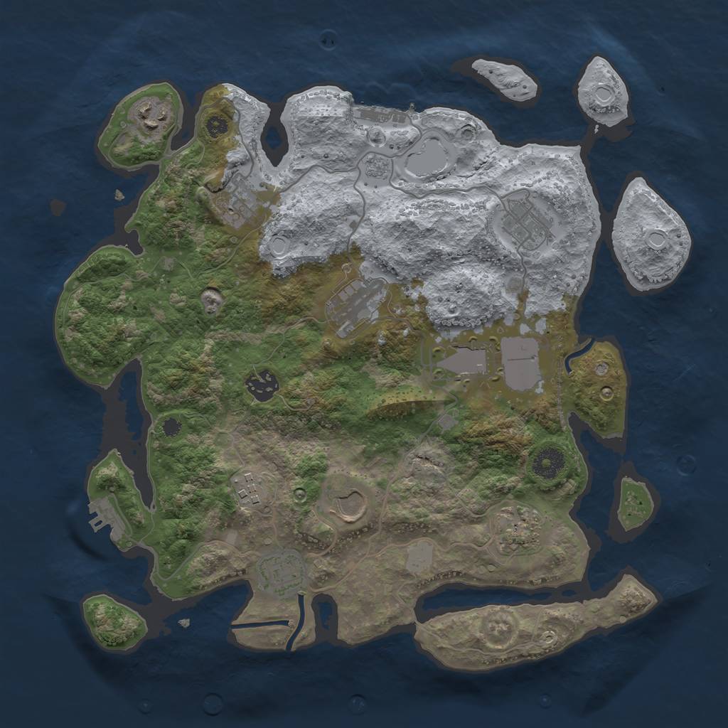 Rust Map: Procedural Map, Size: 3500, Seed: 279873887, 18 Monuments