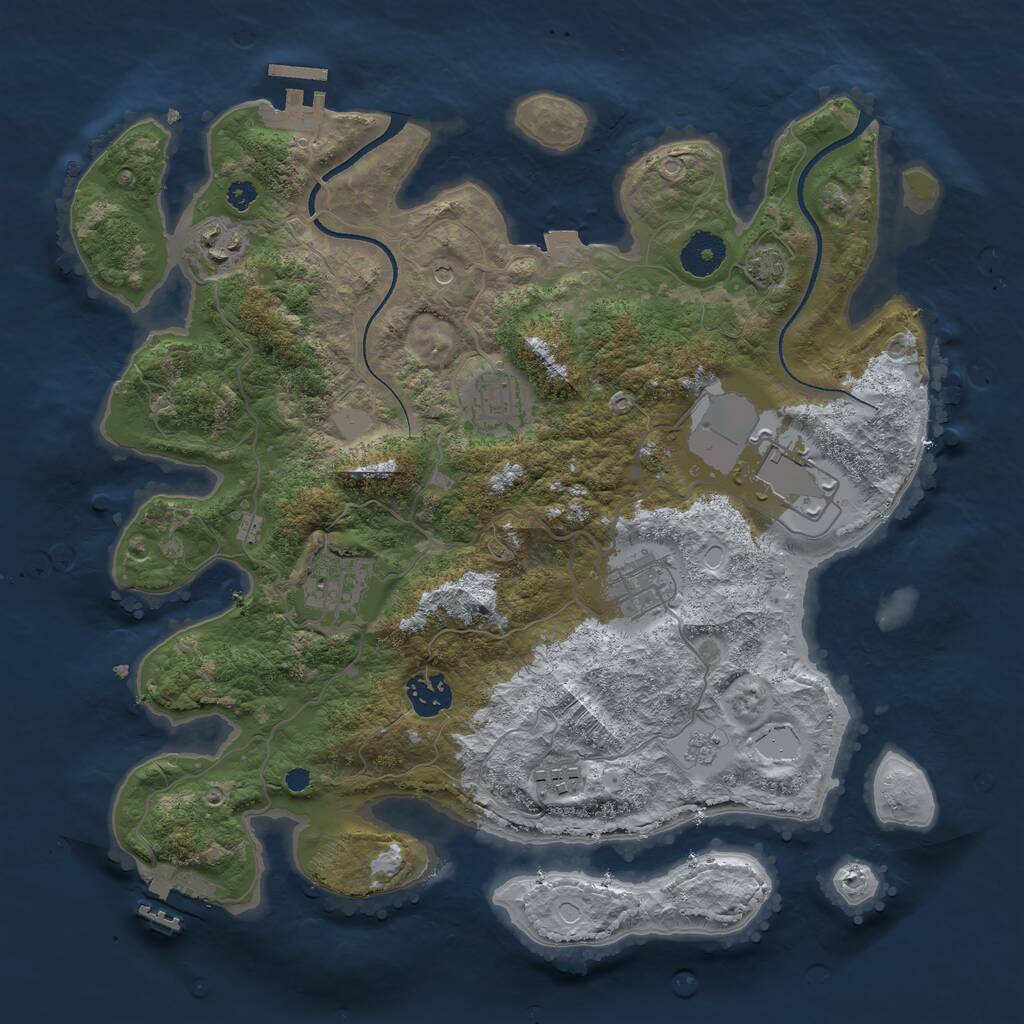 Rust Map: Procedural Map, Size: 3500, Seed: 2452, 13 Monuments