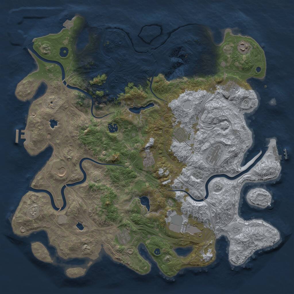 Rust Map: Procedural Map, Size: 4500, Seed: 1932461716, 16 Monuments