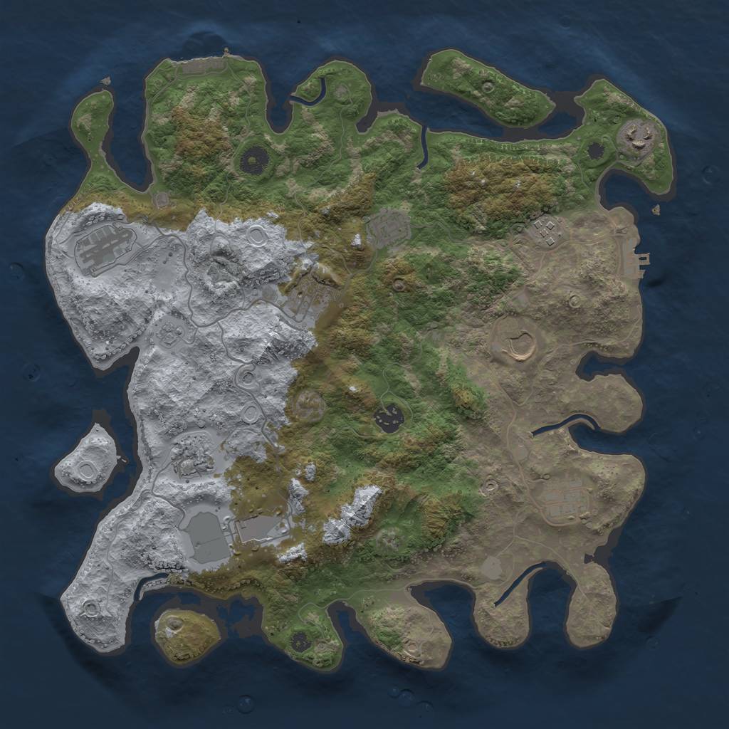 Rust Map: Procedural Map, Size: 3850, Seed: 897592142, 19 Monuments