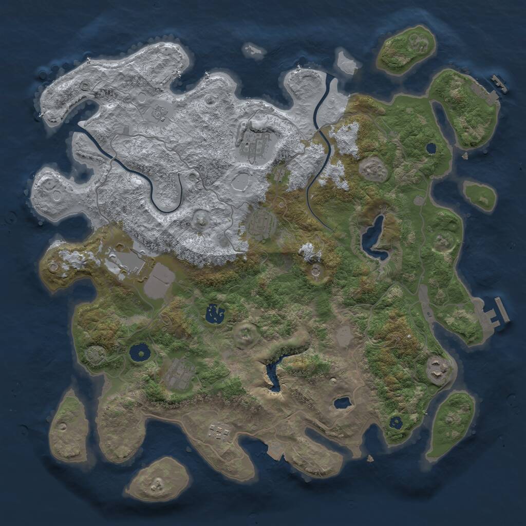 Rust Map: Procedural Map, Size: 4000, Seed: 732719309, 13 Monuments