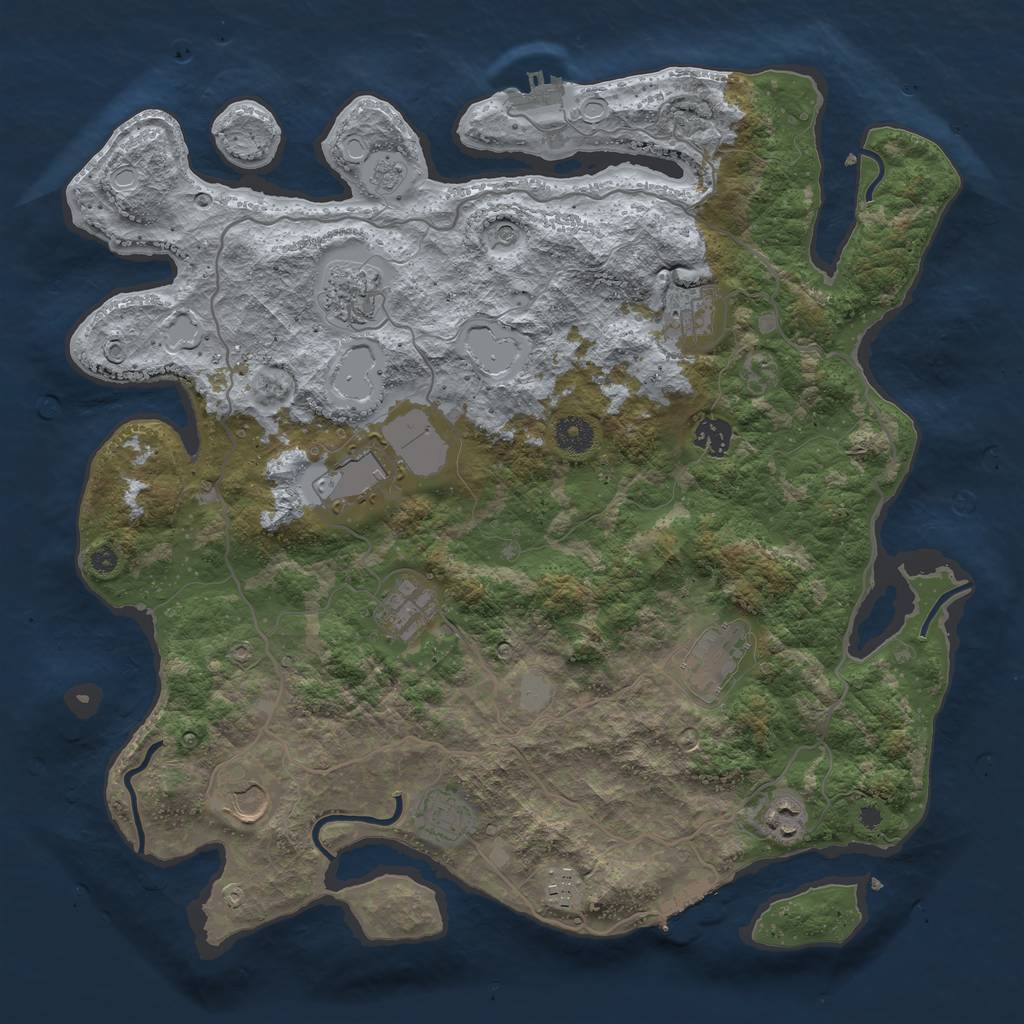 Rust Map: Procedural Map, Size: 4000, Seed: 435873896, 19 Monuments