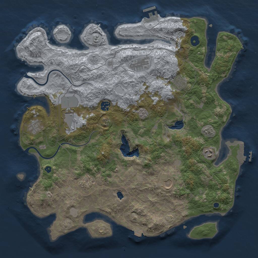 Rust Map: Procedural Map, Size: 4000, Seed: 435873896, 15 Monuments